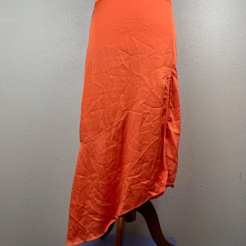 NWOT Free People Orange Midi Skirt Size 2